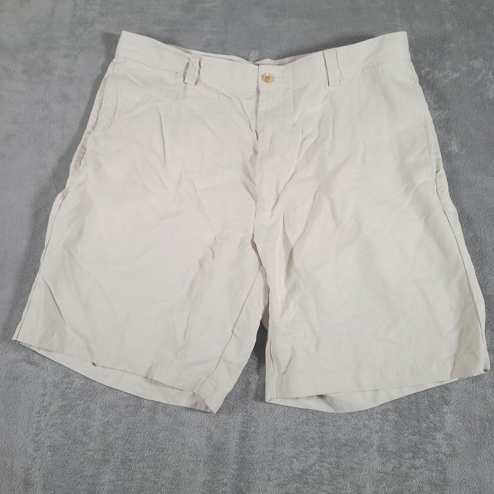Tommy Bahama Shorts Men 38 (Fits 36) Beige Silk Linen Blend Casual Summer Beach